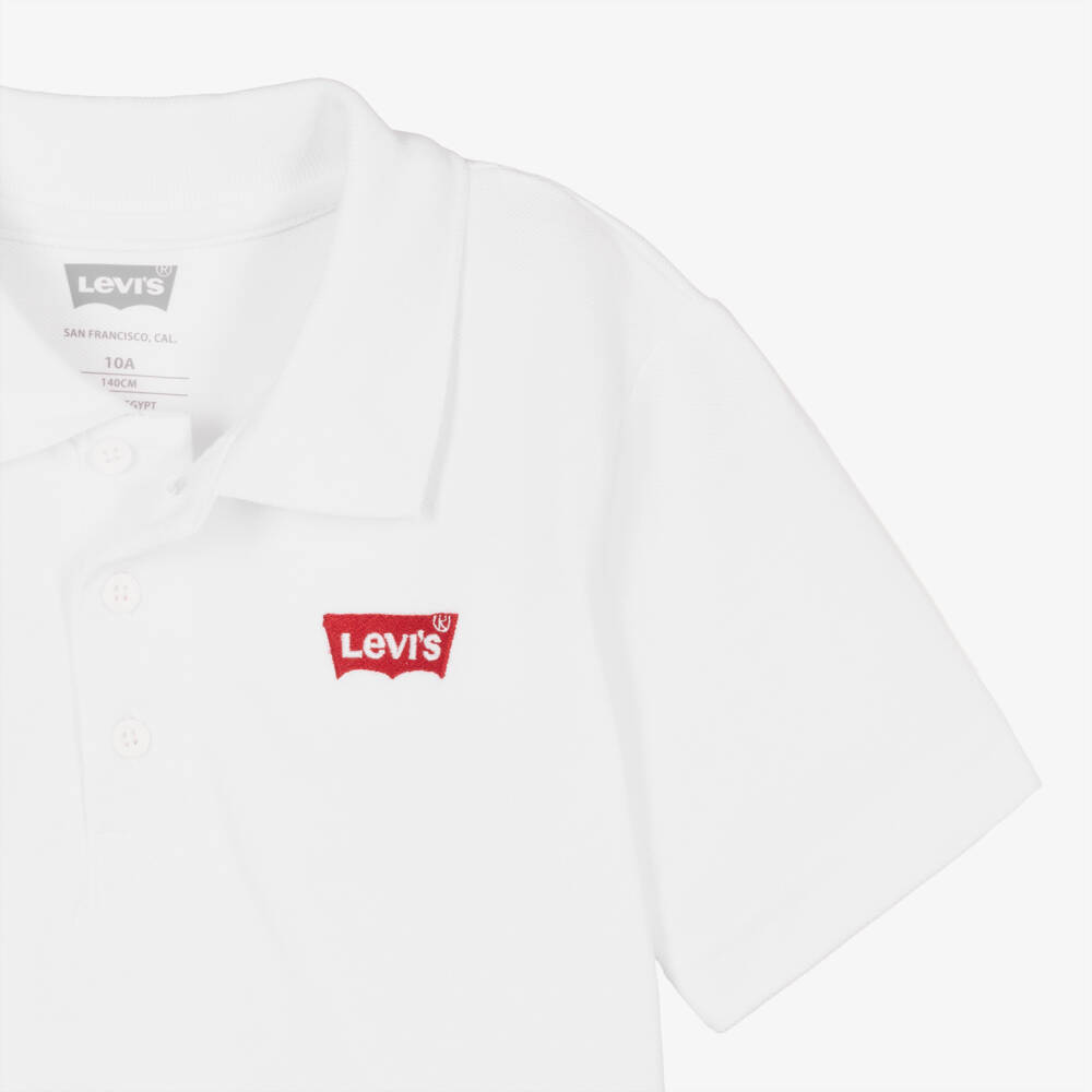 Levi's-Teen Boys White Piqué Polo Shirt | Childrensalon Outlet