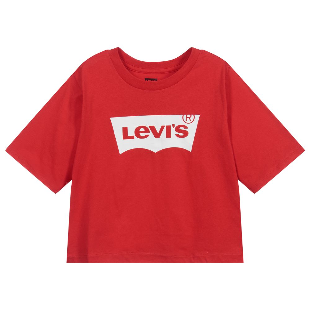 Levi's - تيشيرت قصير قطن لون أحمر وأبيض | Childrensalon