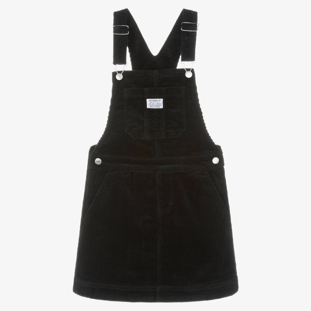 Teen Girls Black Corduroy Pinafore Dress