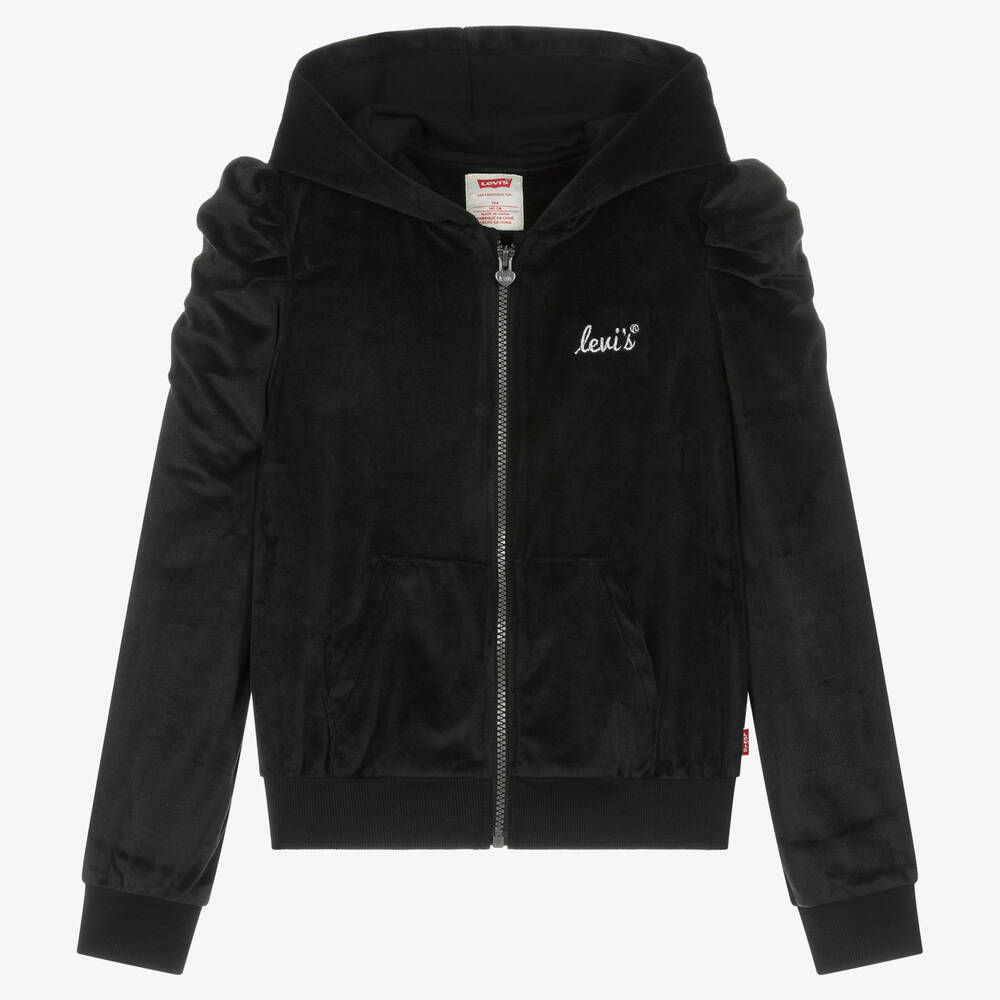 Black velour zip up hotsell