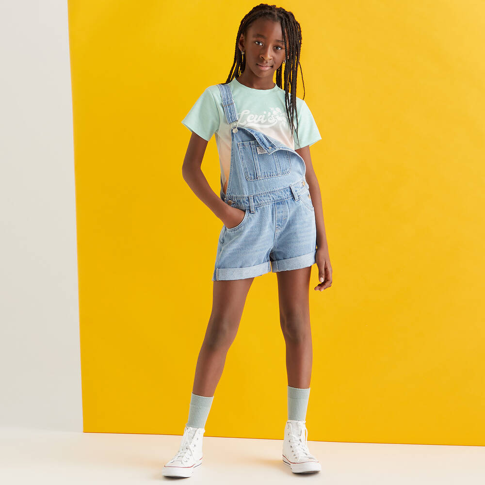 Jumpsuit Dungarees Girls Girls Denim Jumpsuit Cotton Soft, Solid