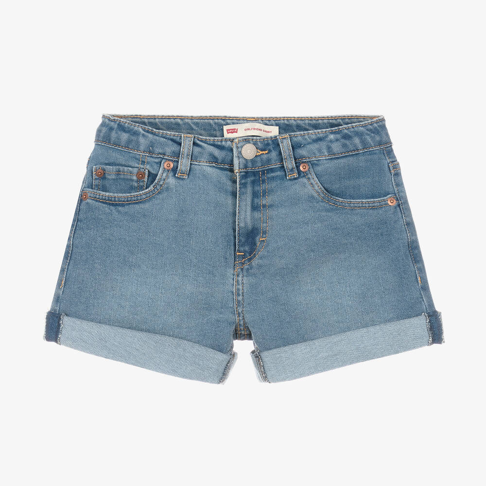 Teen Girls Blue Denim Girlfriend Shorts
