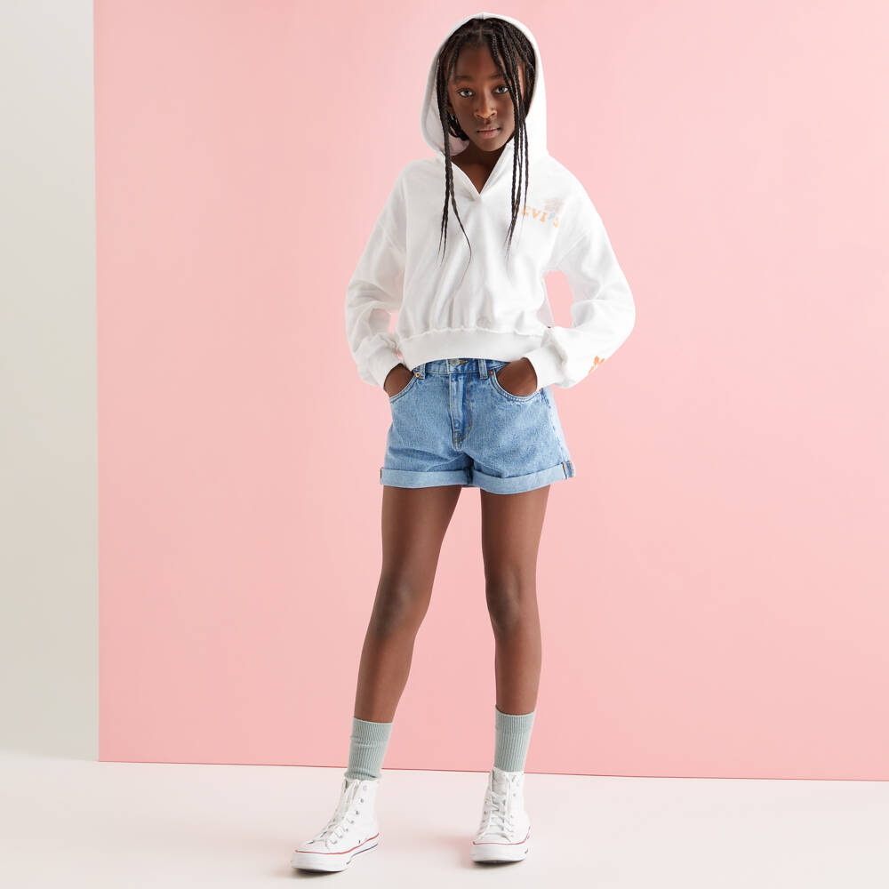 Levi's-Teen Girls Blue Denim Mini Mom Shorts | Childrensalon Outlet