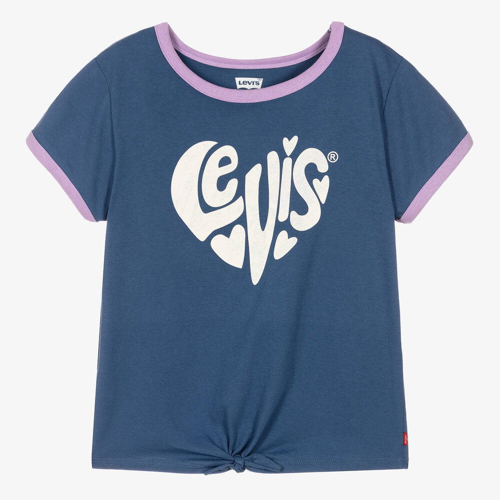 Levi's - T-shirt bleu à cœurs ado fille | Childrensalon