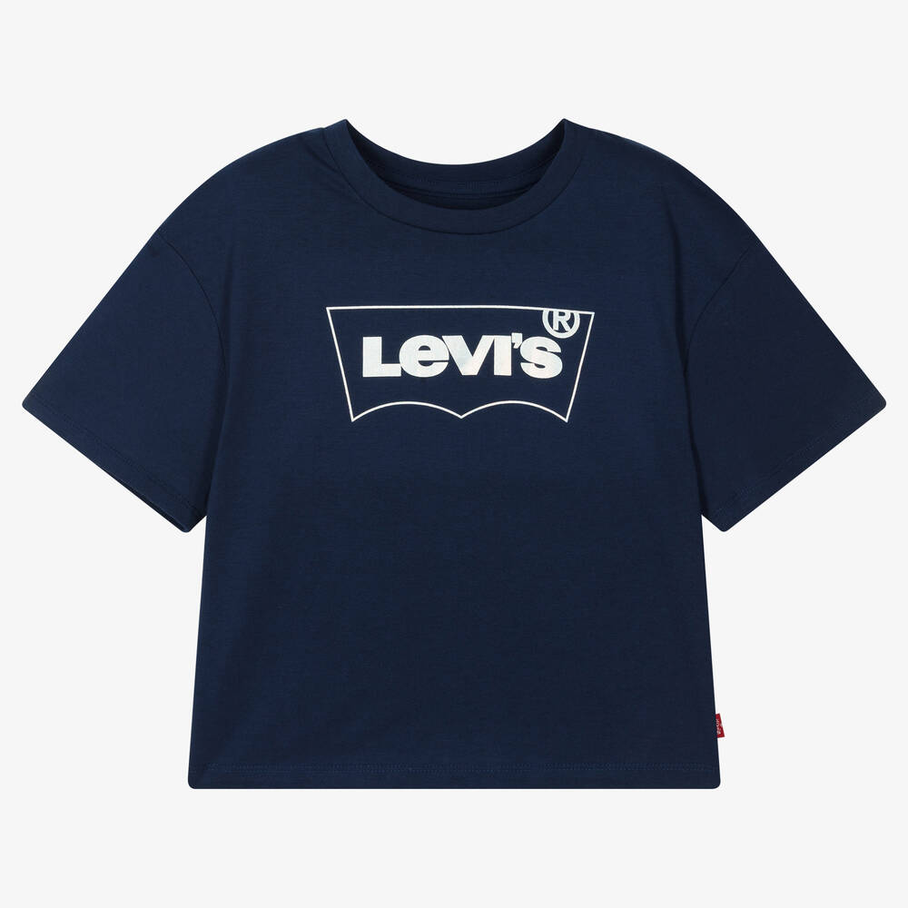 Levi's - Teen Girls Blue Logo Cropped T-Shirt | Childrensalon