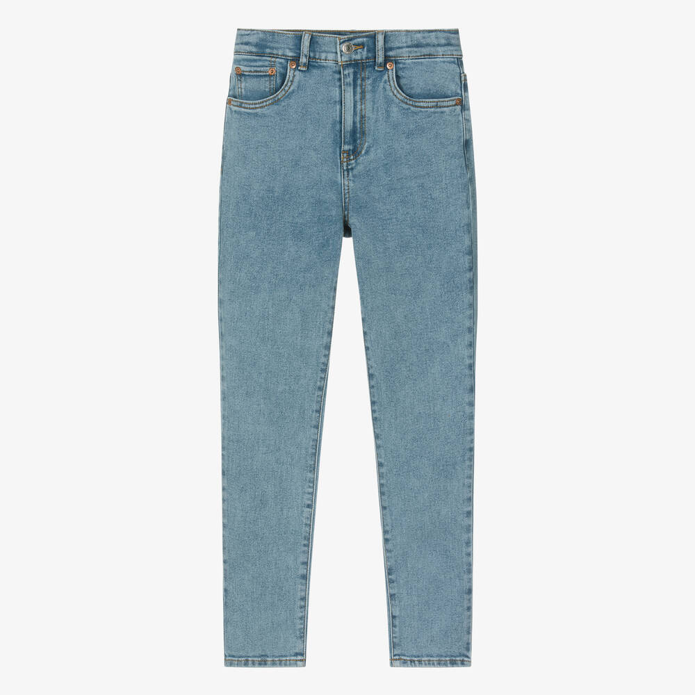 Teen Girls Blue Mini Mom Denim Jeans