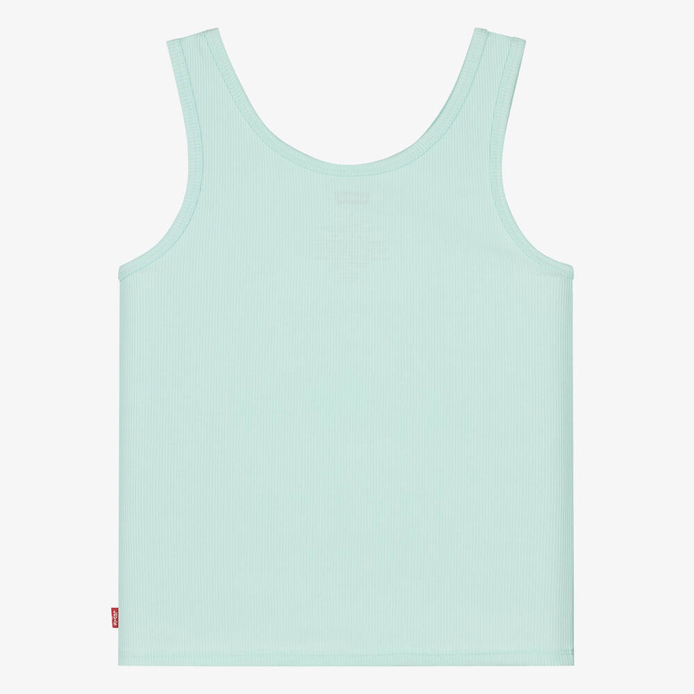 Levi's-توب فيست مزيج قطن مضلع لون أخضر تركواز فاتح | Childrensalon Outlet