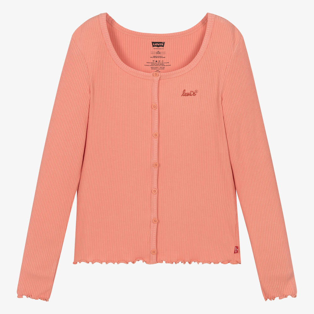 Levi's - Teen Girls Orange Viscose Jersey Ribbed Top | Childrensalon