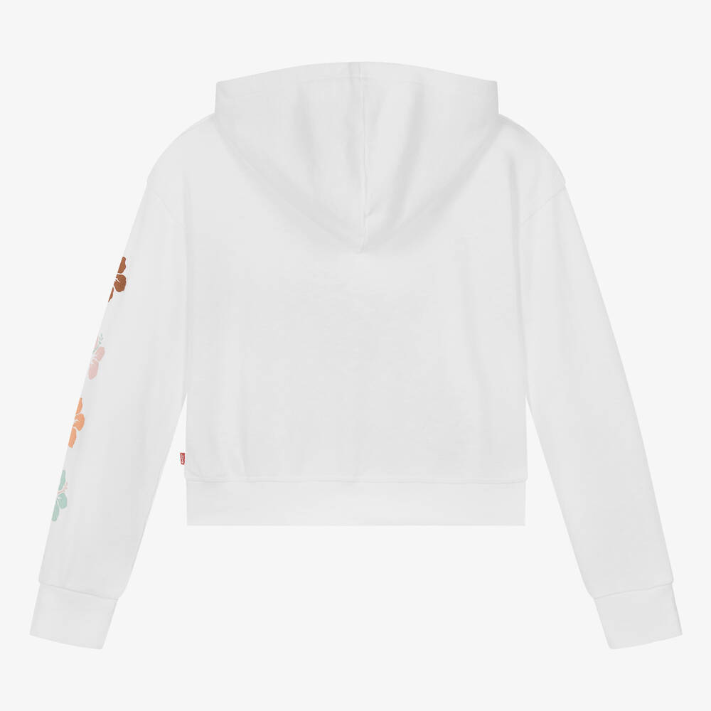 Levi's-Teen Girls White Cotton Hibiscus Hoodie | Childrensalon Outlet