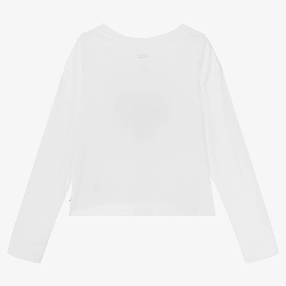 Levi's-Teen Girls White Cotton Logo Crop Top | Childrensalon Outlet