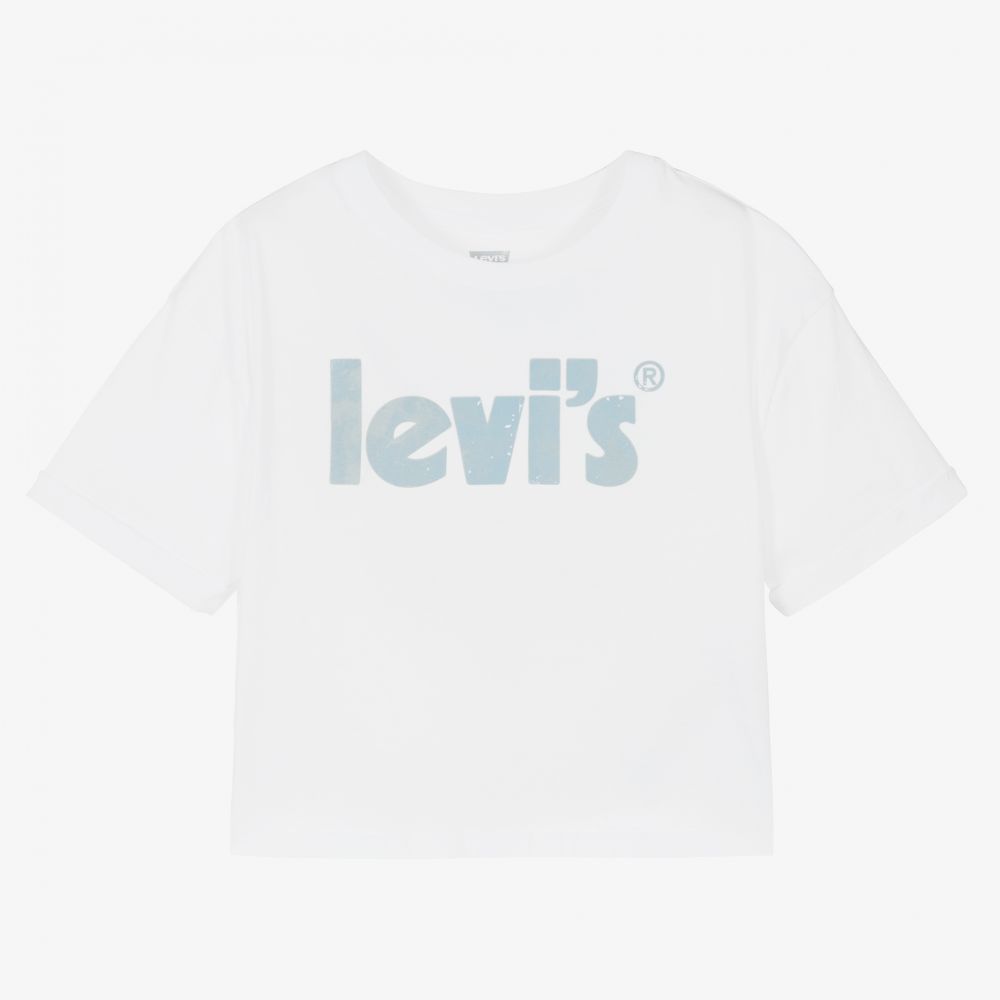 Levi's - تيشيرت تينز بناتي قطن عضوي لون أبيض | Childrensalon