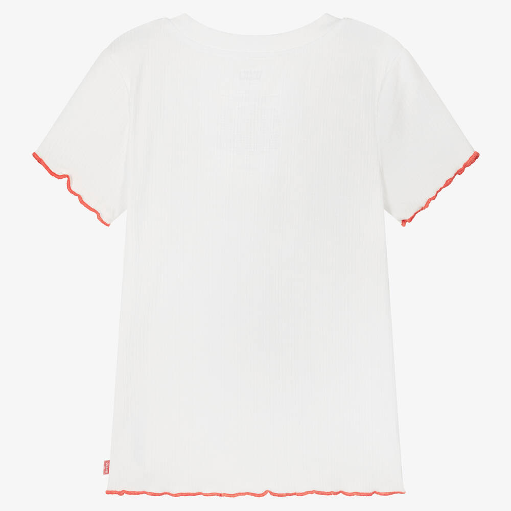 Levi's-تيشيرت تينز بناتي فيسكوز جيرسي لون أبيض | Childrensalon Outlet