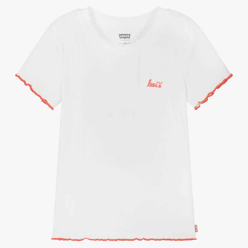 Levi's - Weißes geripptes Teen T-Shirt | Childrensalon