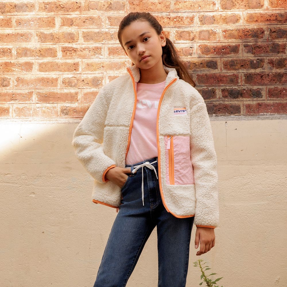 Levi s Teen Ivory Fleece Jacket Childrensalon Outlet
