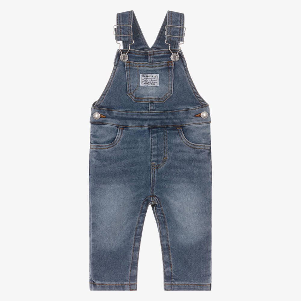 Levi's-Washed Blue Denim Baby Dungarees | Childrensalon Outlet
