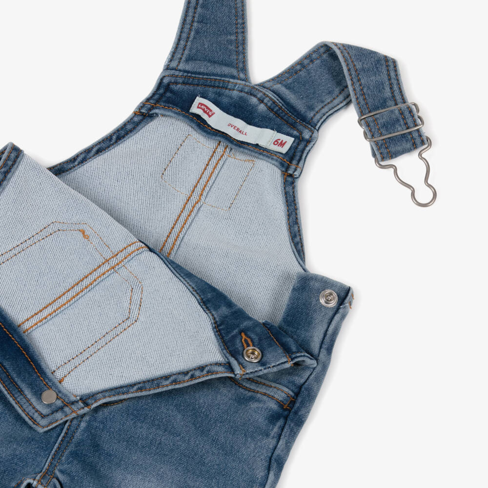 Levi's-Washed Blue Denim Baby Dungarees | Childrensalon Outlet