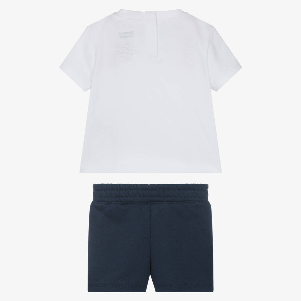 Levi's-White And Navy Short Set | Childrensalon Outlet