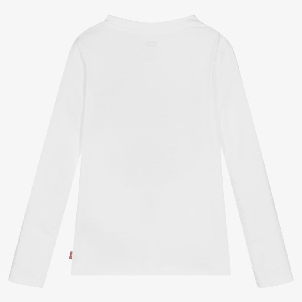 Levi's-White Cotton Graphic Logo Top | Childrensalon Outlet