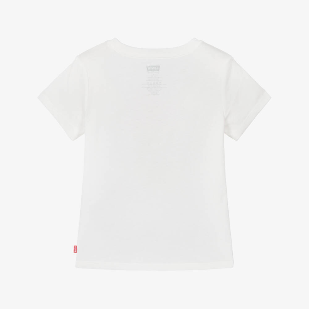 Levi's-White Floral Logo Chest Ss T-shirt | Childrensalon Outlet
