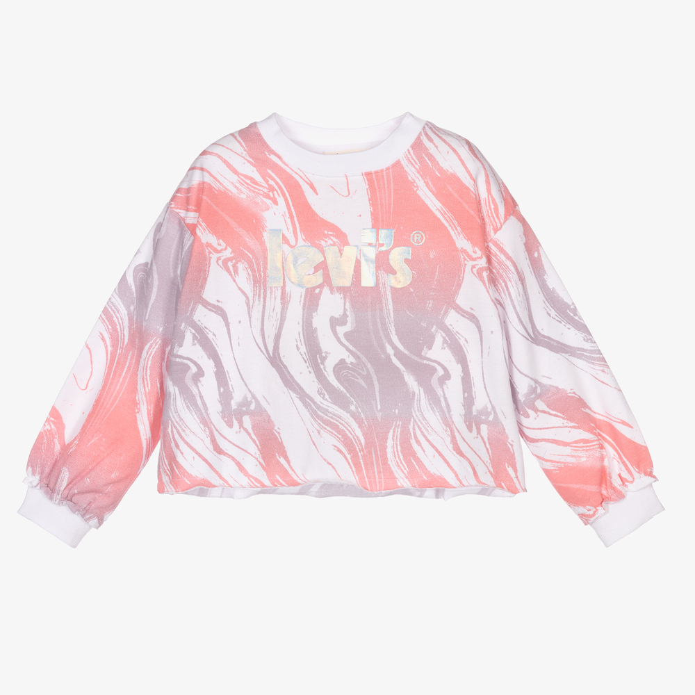 Levi s White Pink Crop Sweatshirt Childrensalon Outlet