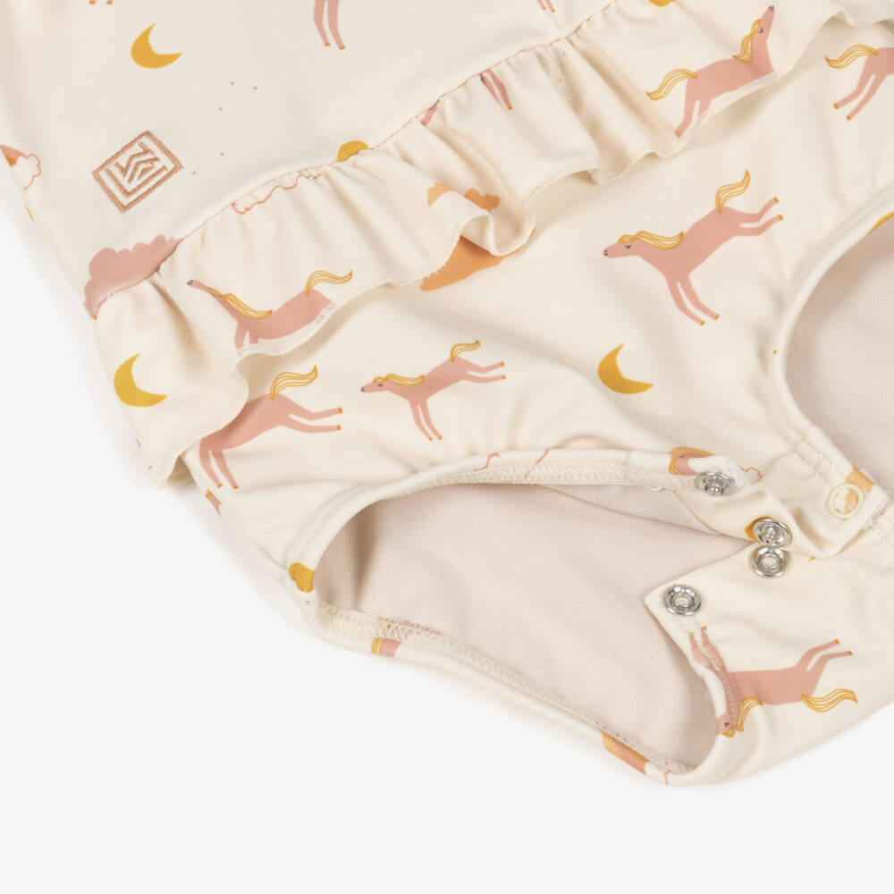 Liewood-Baby Girls Ivory Horse Print Swimsuit | Childrensalon Outlet