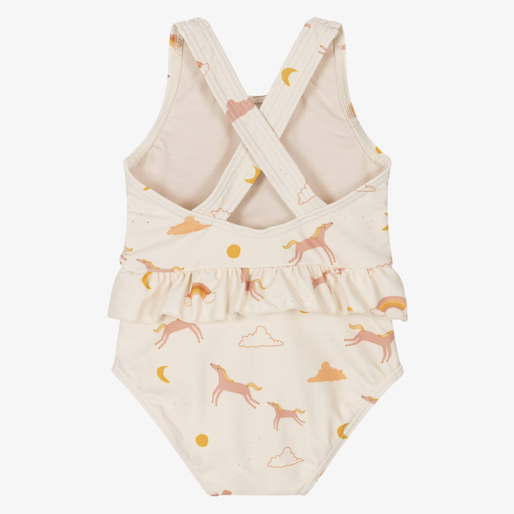Liewood-Baby Girls Ivory Horse Print Swimsuit | Childrensalon Outlet