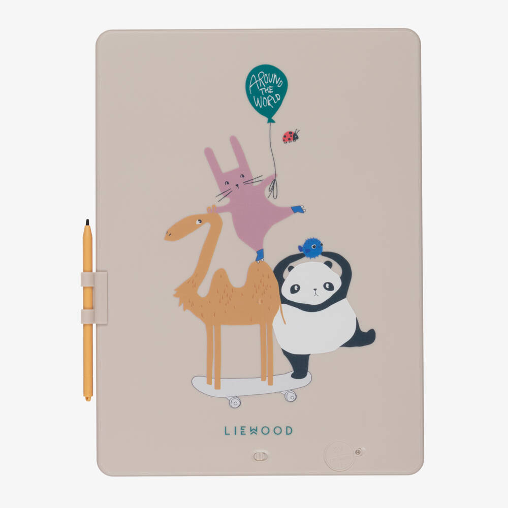 Liewood-Beige Animal LCD Magic Drawing Board (31cm) | Childrensalon Outlet