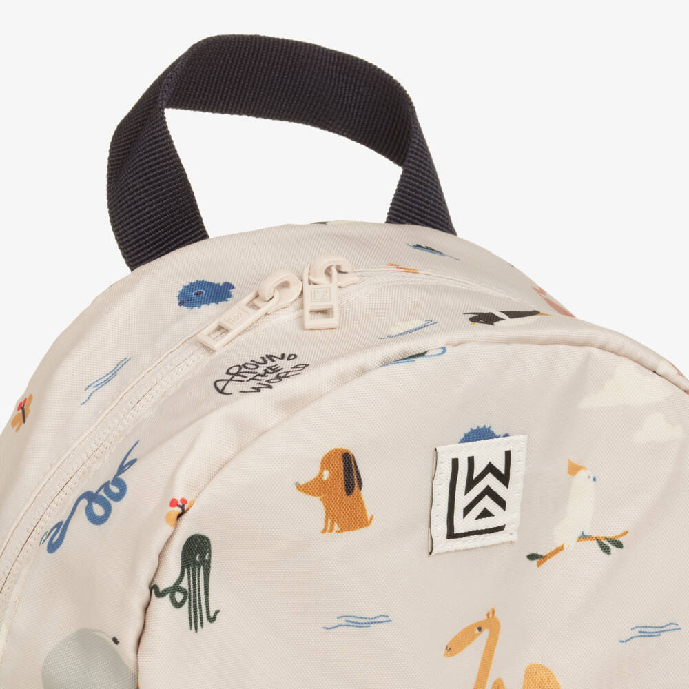 Liewood-Beige Around the World Animal Print Backpack (27cm) | Childrensalon Outlet