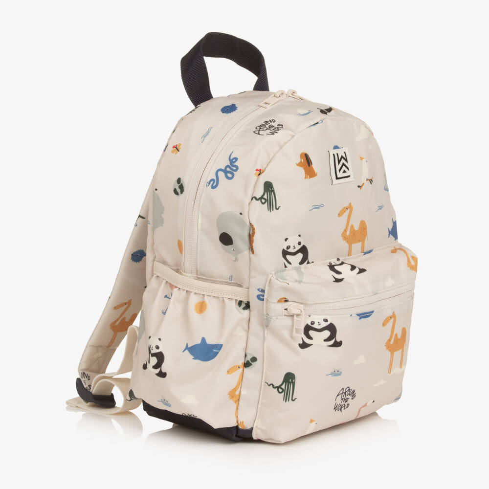 Liewood-Beige Around the World Animal Print Backpack (27cm) | Childrensalon Outlet