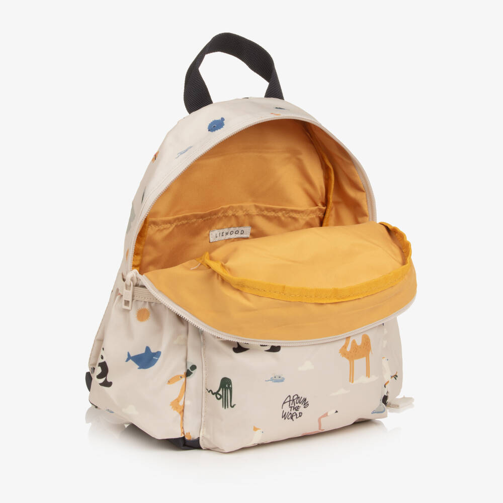 Liewood-Beige Around the World Animal Print Backpack (27cm) | Childrensalon Outlet