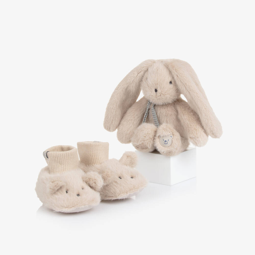 Liewood-Beige Basim Rabbit Baby Soft Toy Gift Set | Childrensalon Outlet