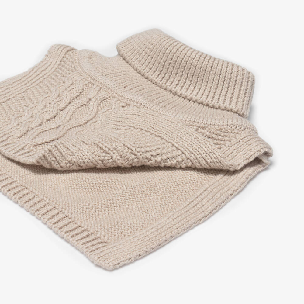 Liewood-Beige Cotton Cable Knit Roll Neck Snood | Childrensalon Outlet