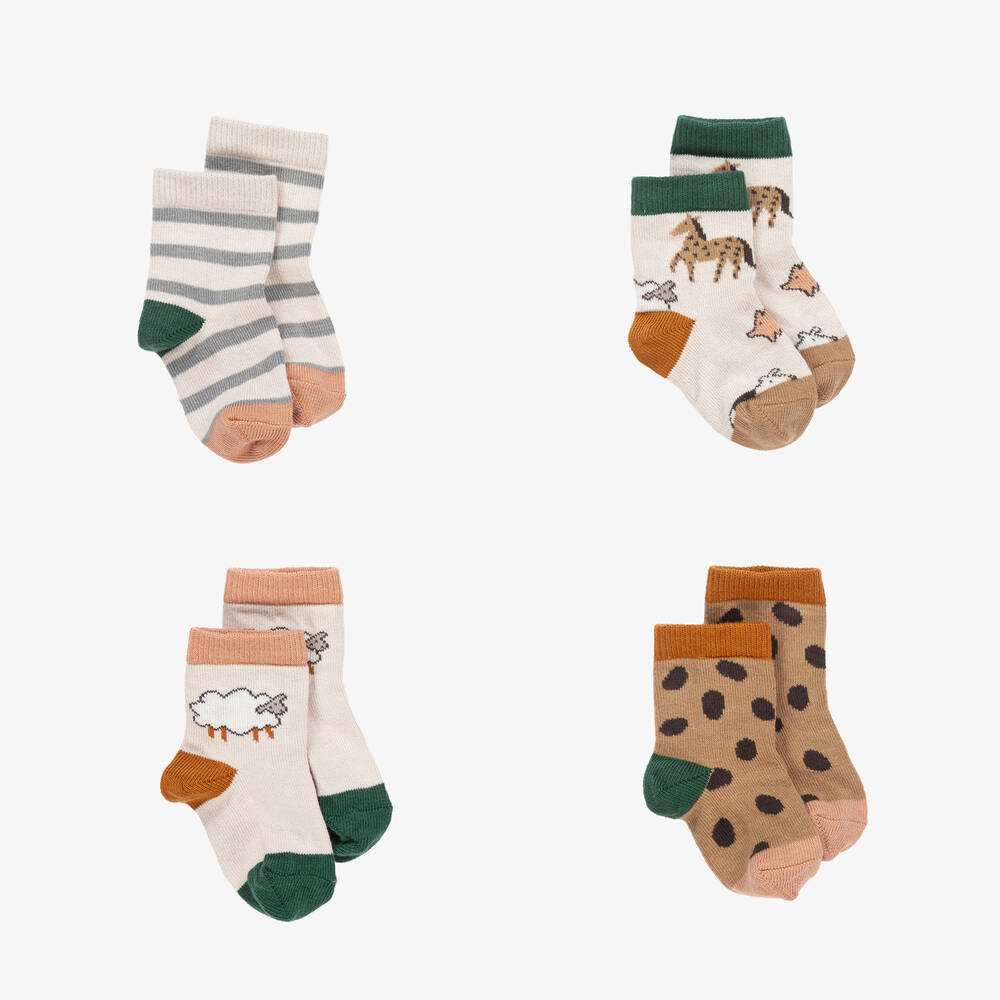 Liewood-Beige Cotton Socks (3 Pack) | Childrensalon Outlet