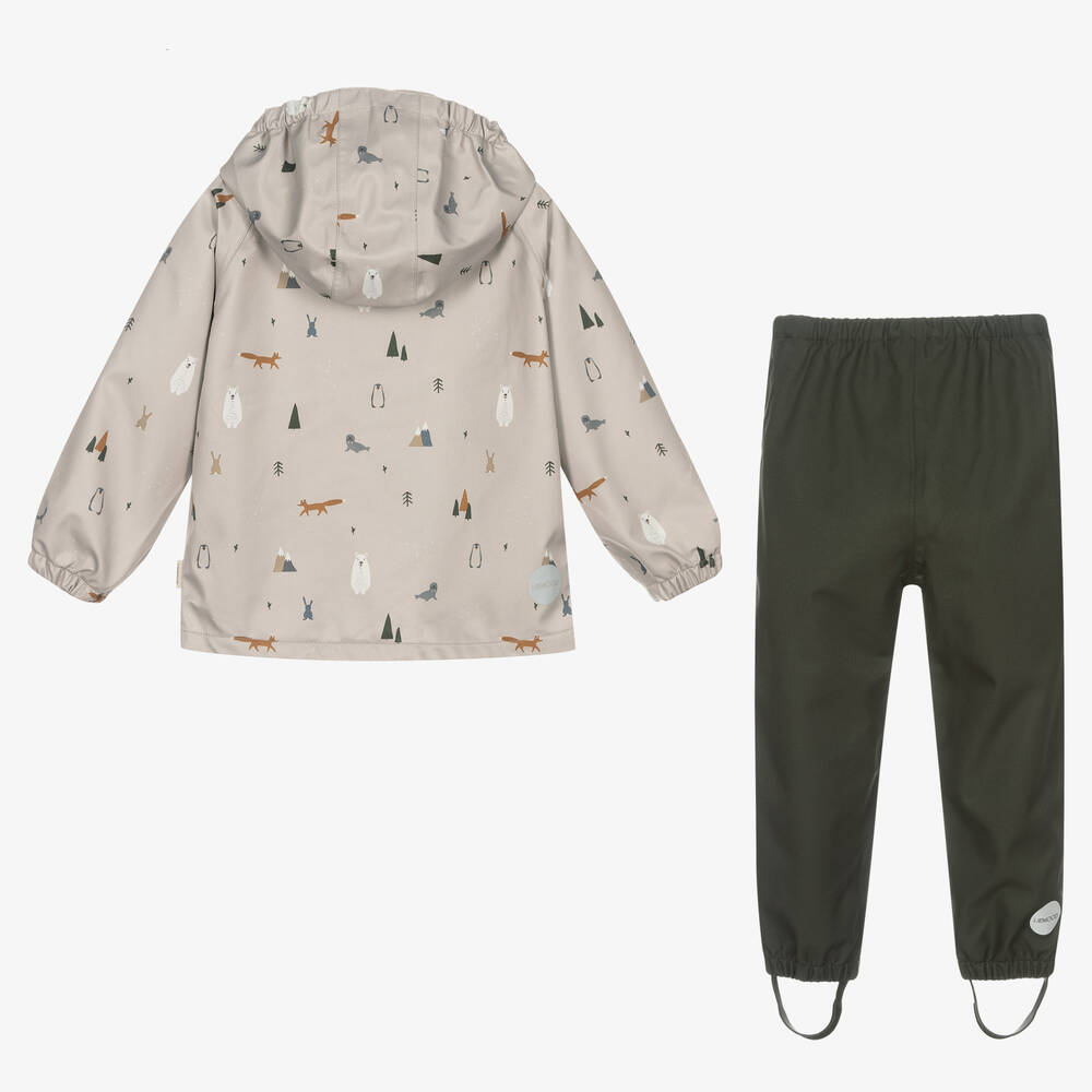 Liewood-Beige & Green 2 Piece Rainsuit | Childrensalon Outlet