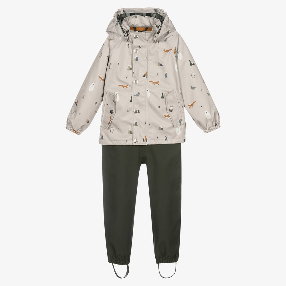 Liewood-Beige & Green 2 Piece Rainsuit | Childrensalon Outlet