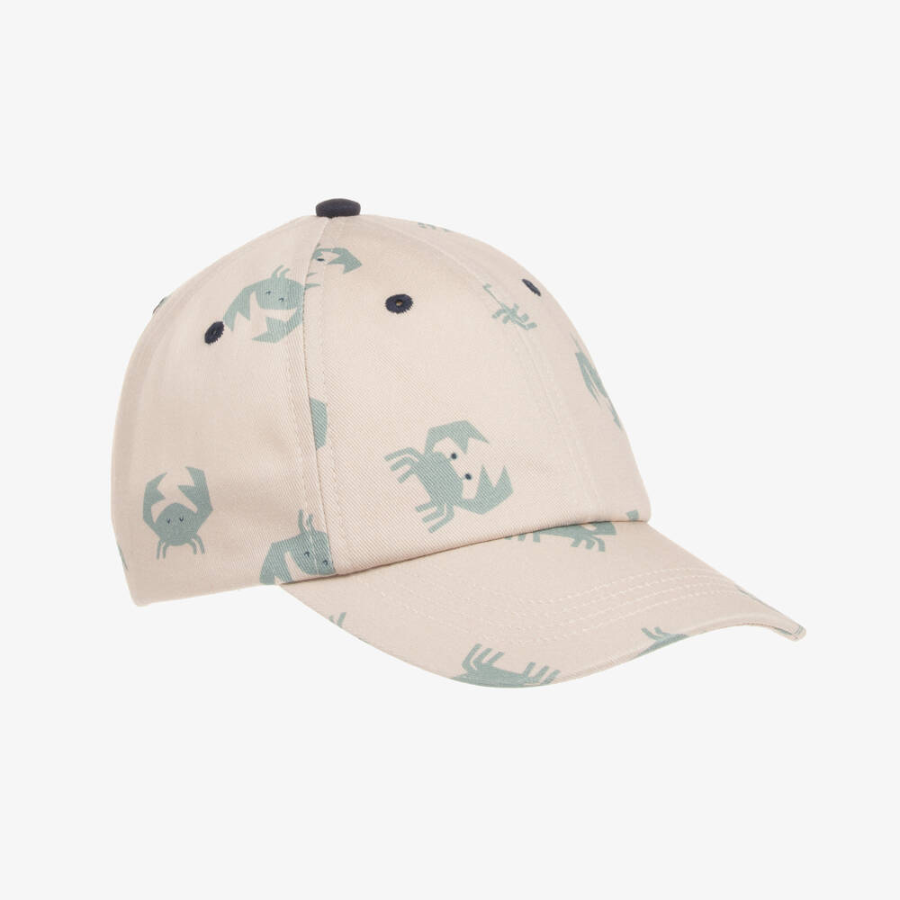 Liewood-Beige Organic Cotton Crab Print Cap | Childrensalon Outlet