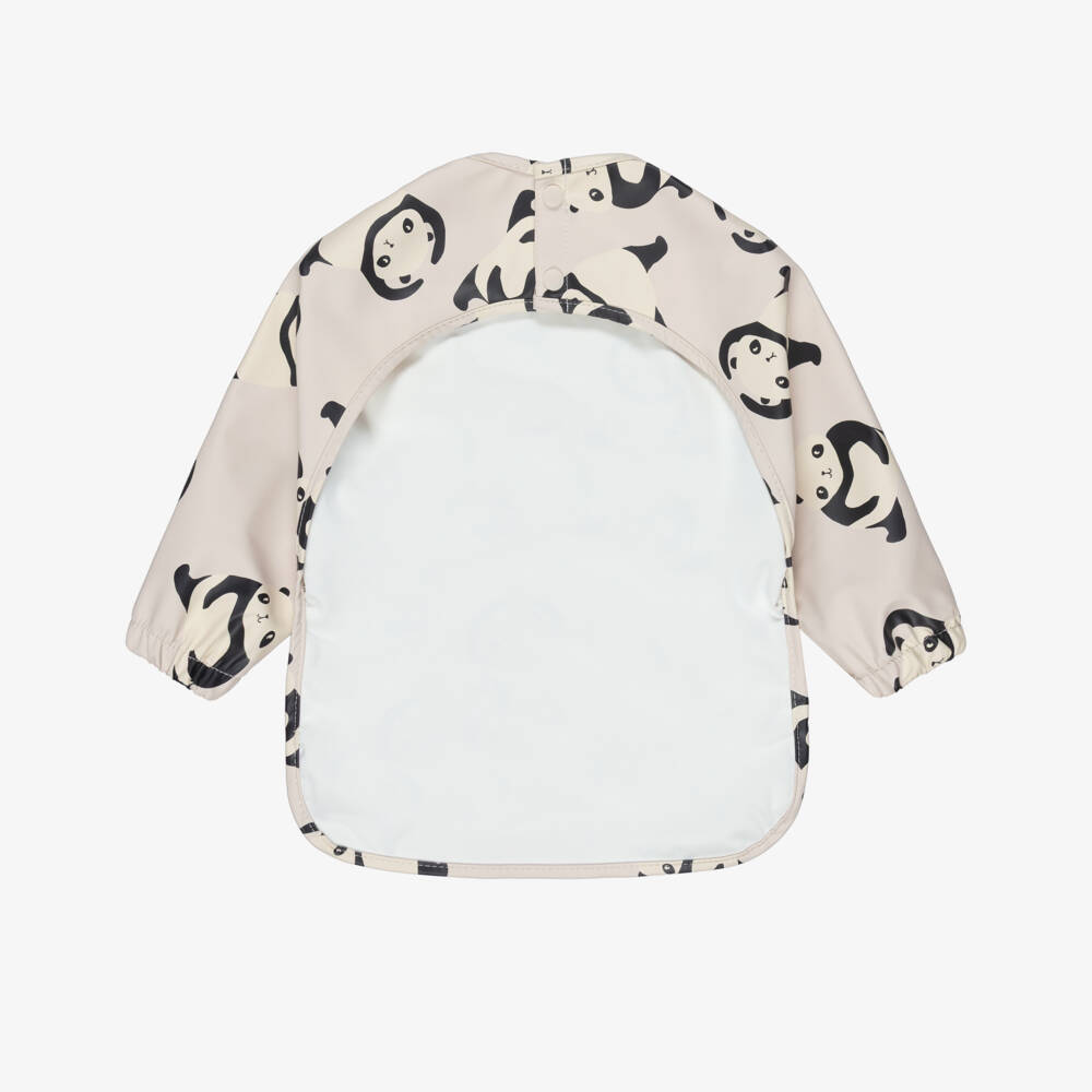 Liewood-Beige Panda Print Apron Bib | Childrensalon Outlet