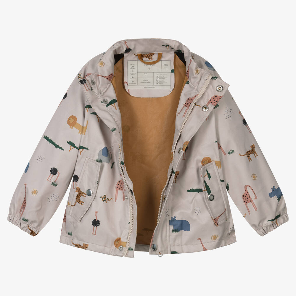 Liewood-Beige Safari Print 2 Piece Rainsuit | Childrensalon Outlet