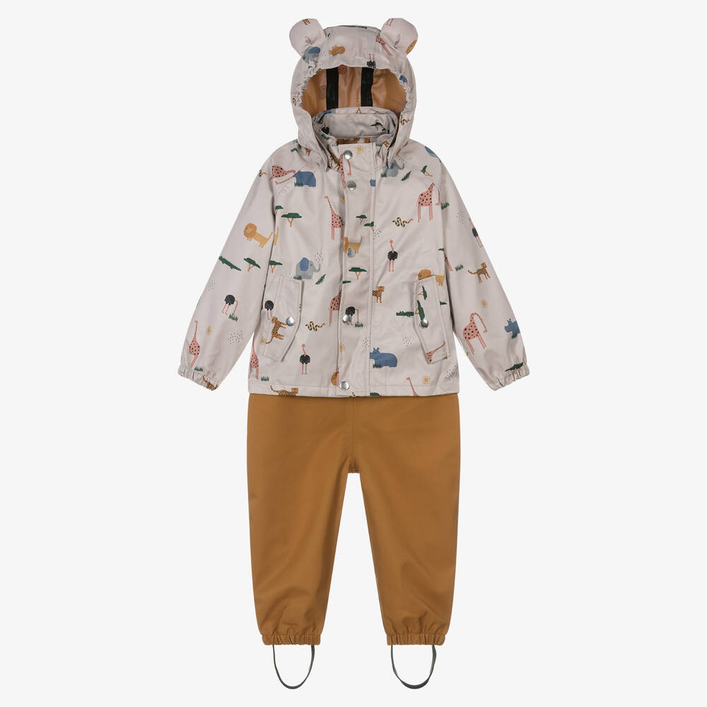 Liewood - Beige Safari Print 2 Piece Rainsuit | Childrensalon