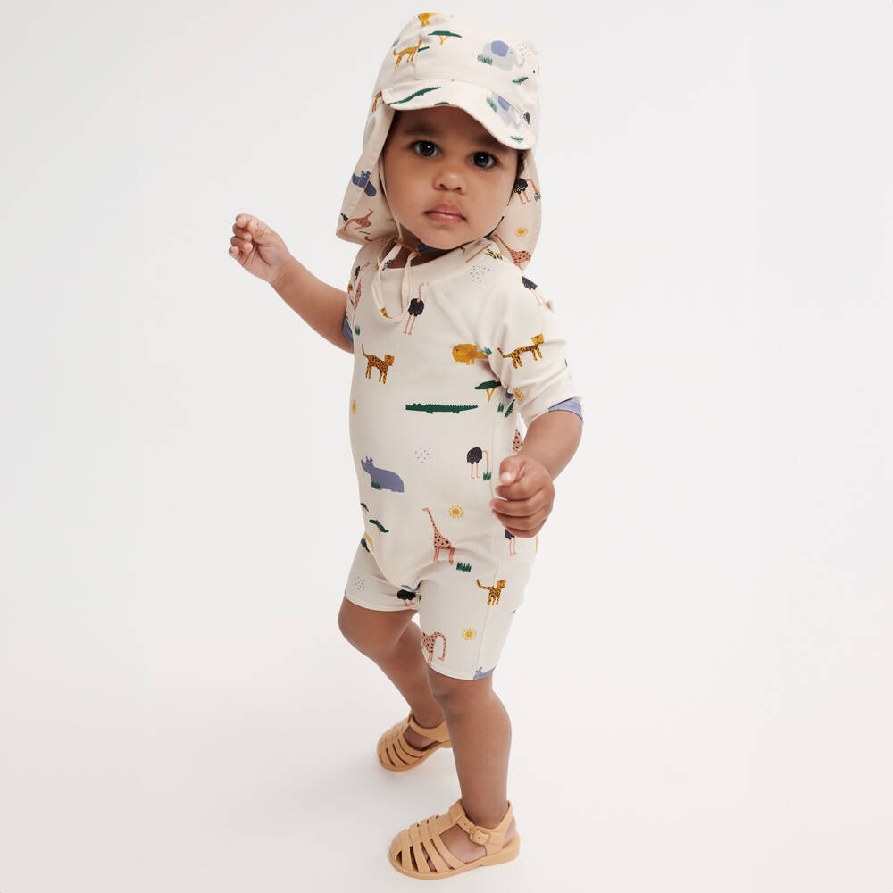 ليوود-بدلة شمس بطبعة سفاري لون بيج | Childrensalon Outlet