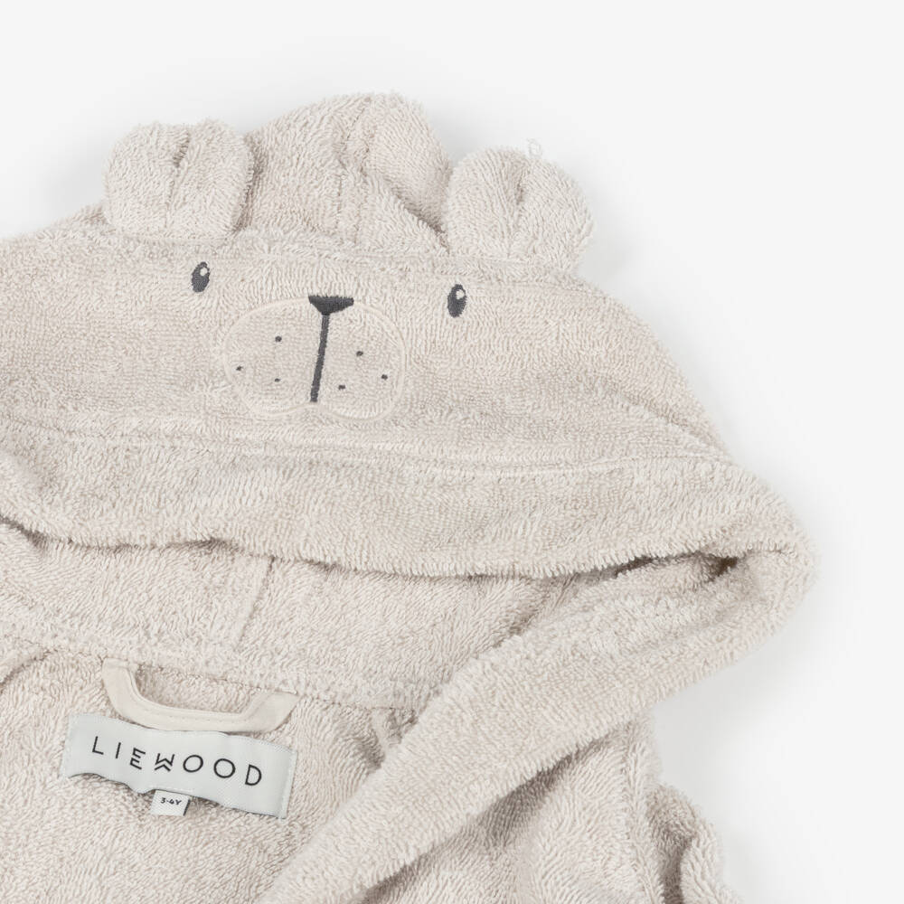 Liewood-Beige Towelling Polar Bear Bathrobe | Childrensalon Outlet