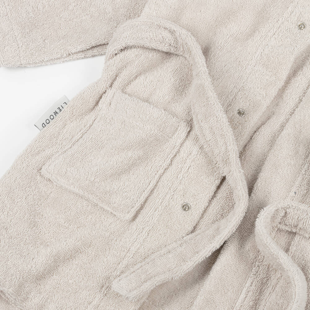 Liewood-Beige Towelling Polar Bear Bathrobe | Childrensalon Outlet