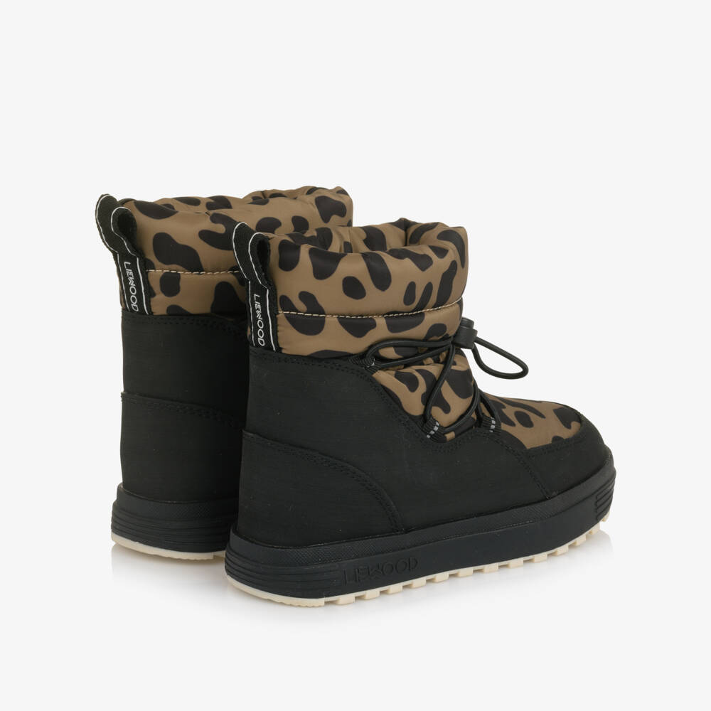 Liewood-Black & Brown Leopard Print Snow Boots | Childrensalon Outlet