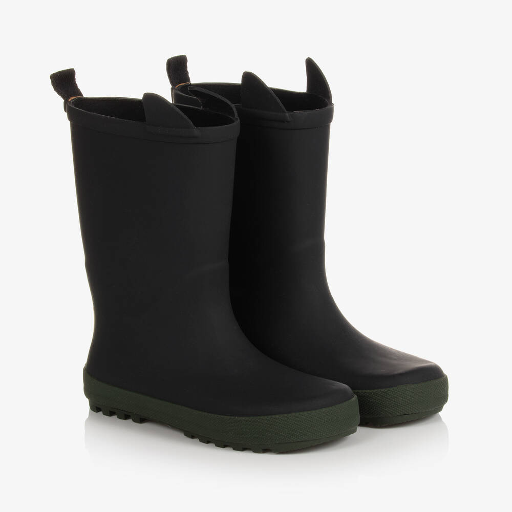Black rubber rain boots discount