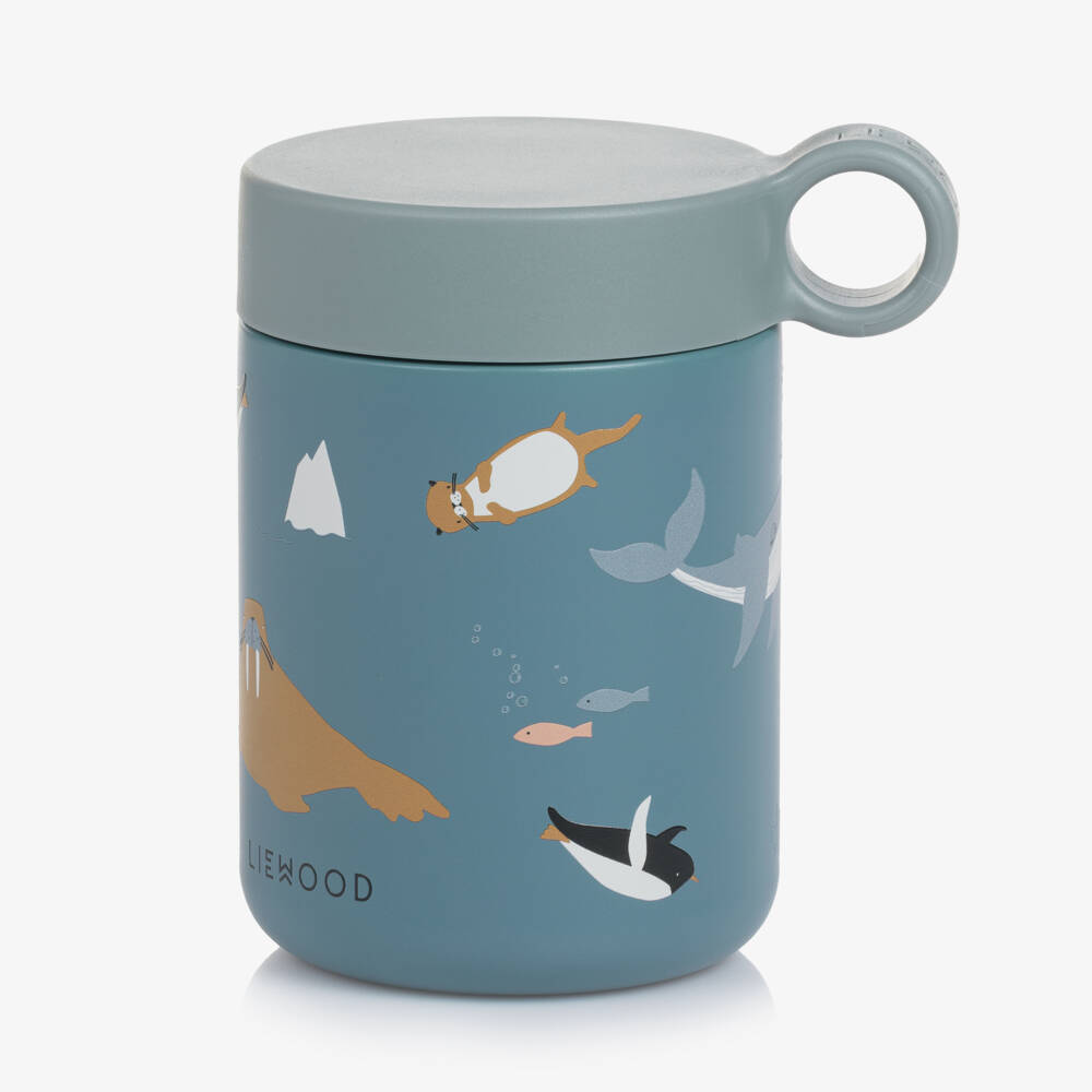 Liewood-Blue Arctic Animal Print Food Jar (11cm) | Childrensalon Outlet