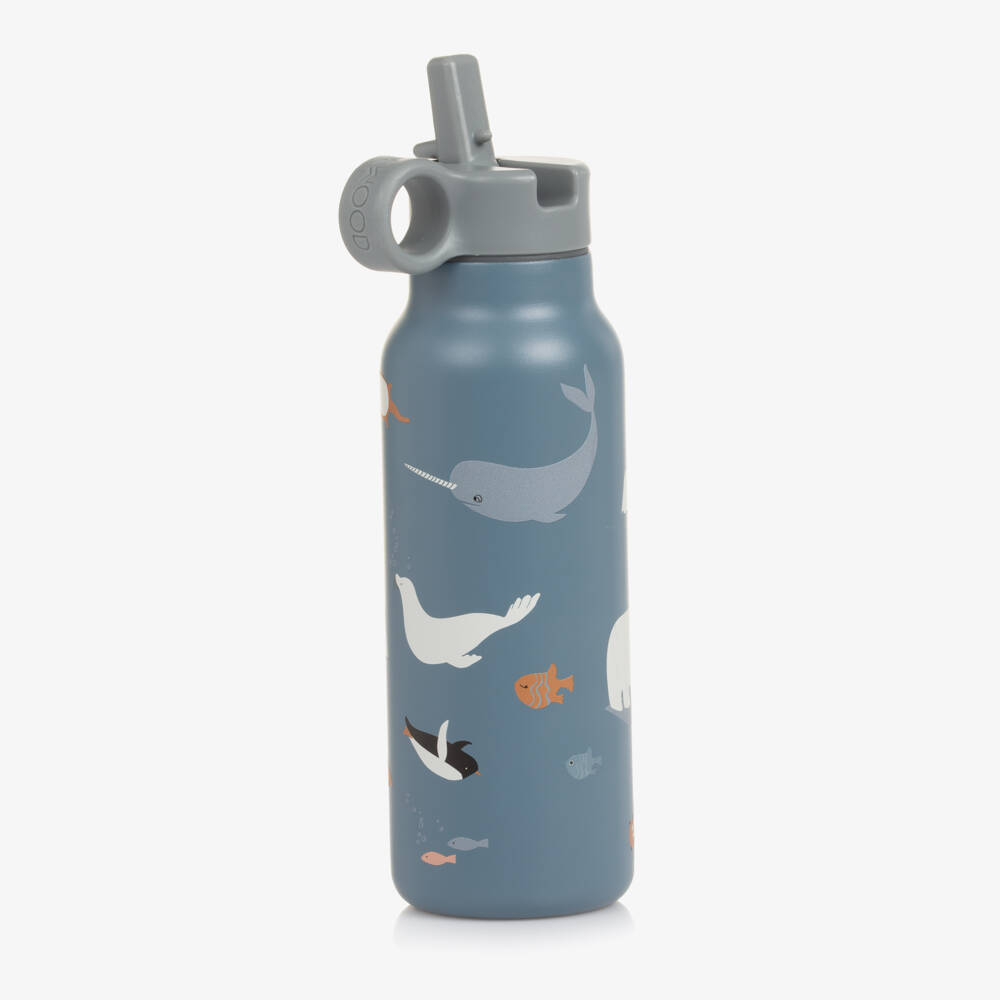 Liewood-Blue Ocean Animal Print Water Bottle (19cm) | Childrensalon Outlet