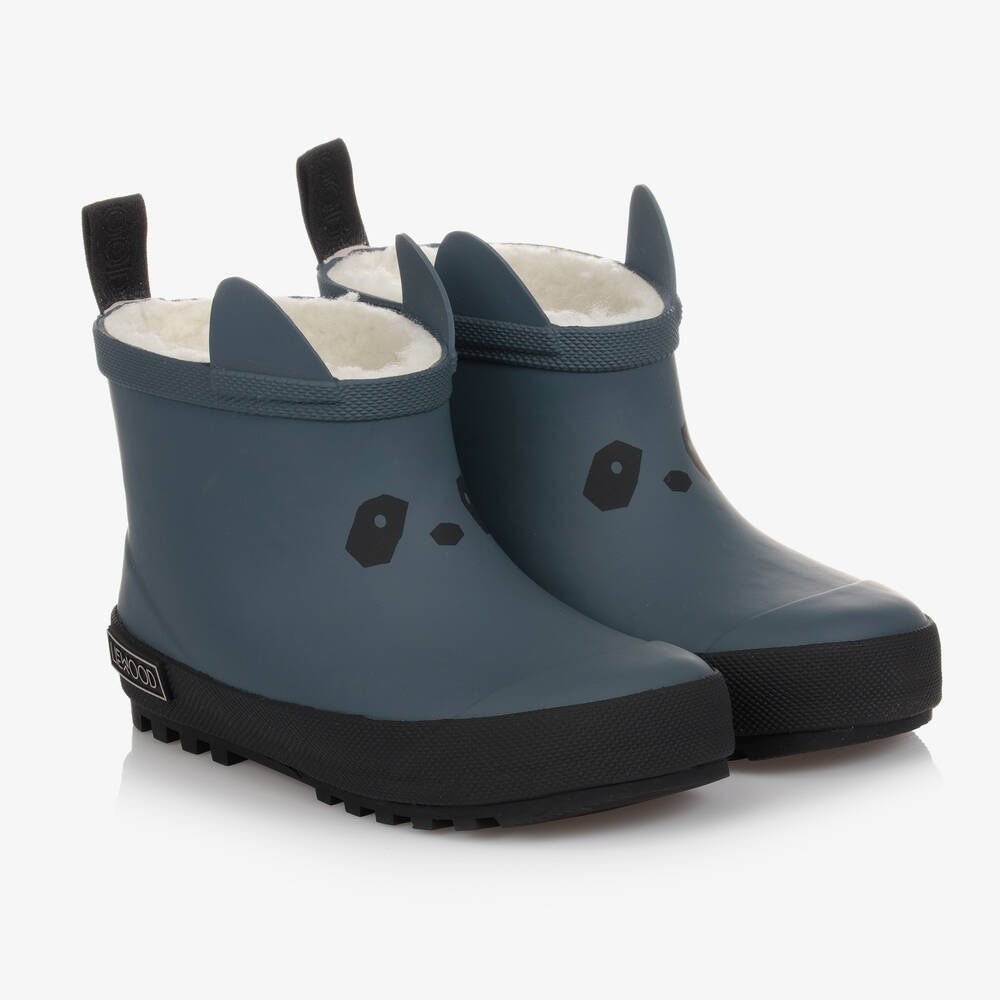 Liewood - Blaue, kurze Panda-Gummistiefel  | Childrensalon