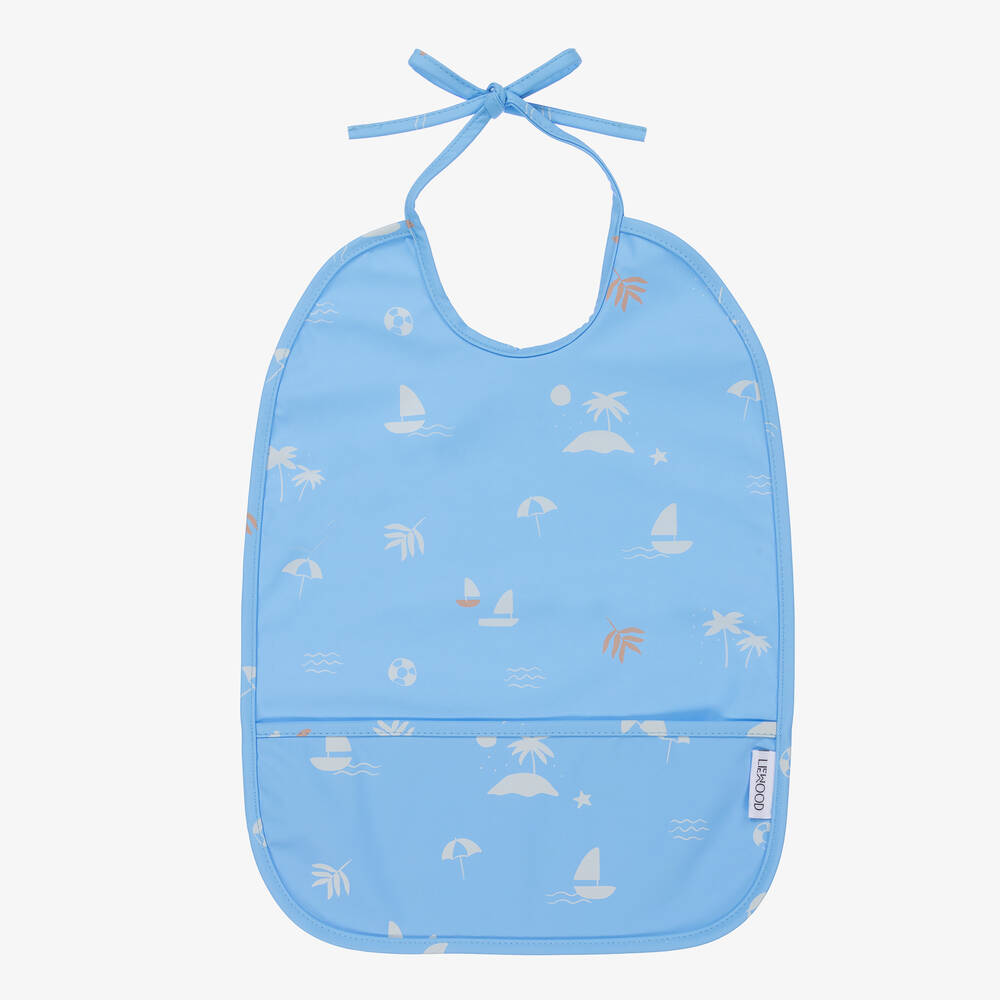 Liewood-Blue Waterproof Baby Bib  | Childrensalon Outlet
