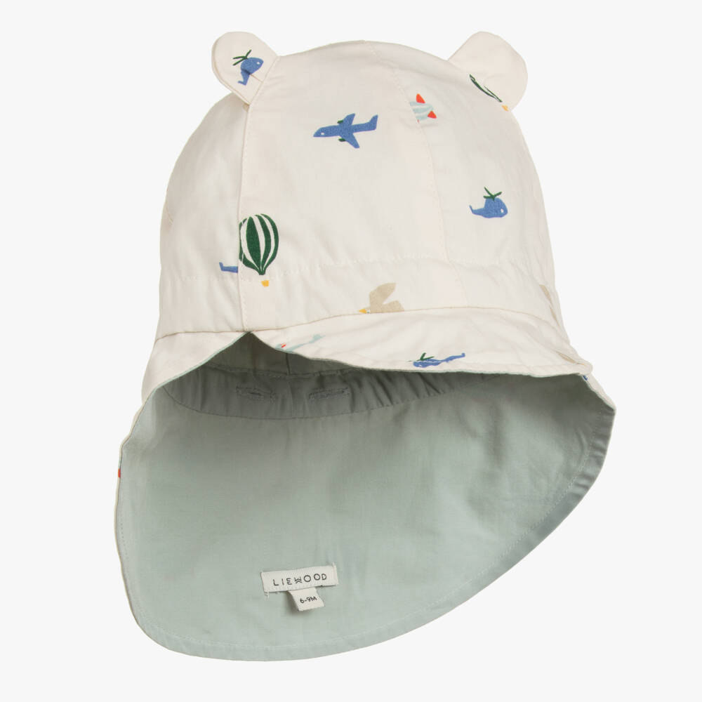 Liewood-Boys Beige & Aqua Reversible Cotton Cap | Childrensalon Outlet