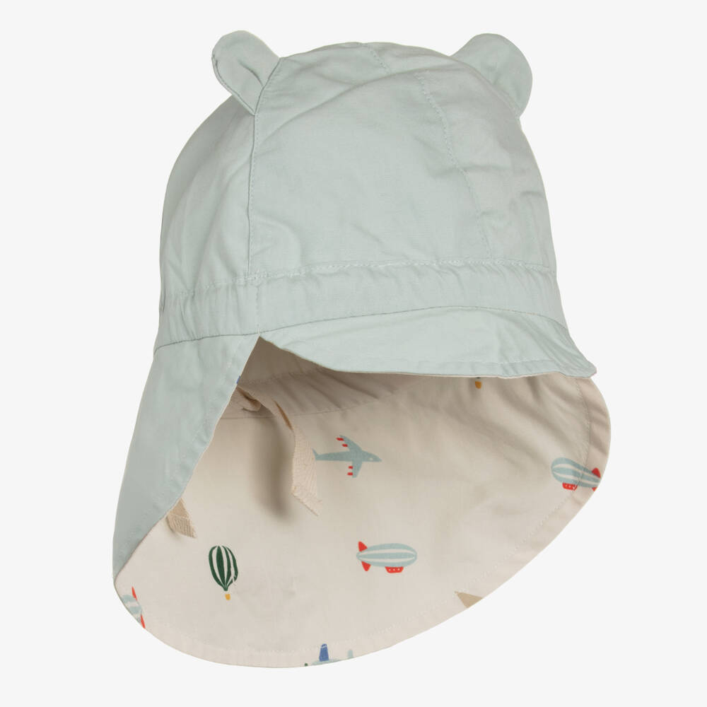 Liewood-Бежевая и аквамариновая двусторонняя хлопковая кепка для мальчиков | Childrensalon Outlet